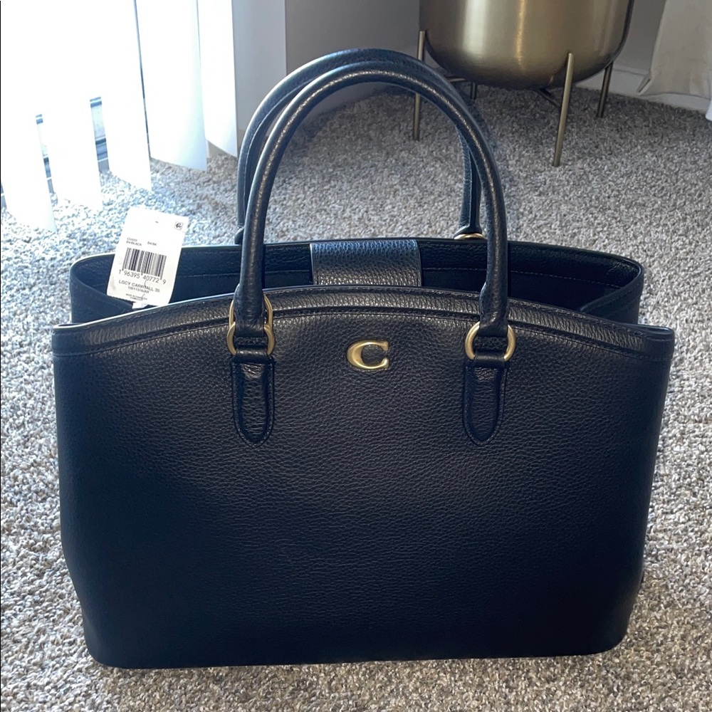 NWT - COACH Legacy Large Pebble Leather Carryall Bag 35 , Black